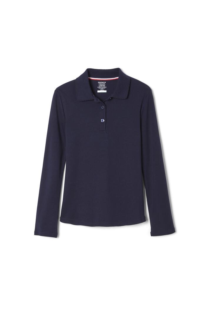 Clairbourn School - Girls Long Sleeve Interlock Knit Polo with Picot Collar